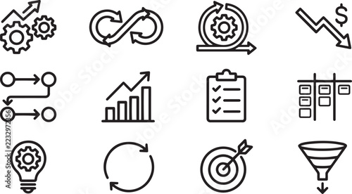 Process improvement and workflow icon set. 