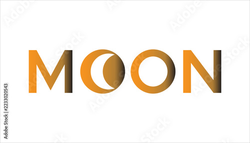 moon logo design with crescent moon in letter O ,yellow and black typography