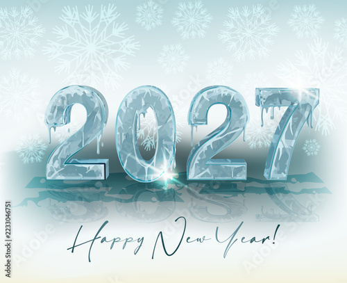 Frosty 2027 new year vip card, vector illustration