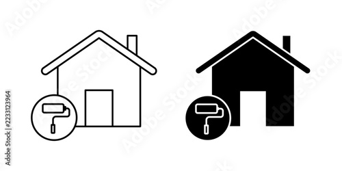 Home Renovation Icon represents tools and materials used to improve and repair residential spaces. This icon is suitable for construction projects and interior remodeling services. 
