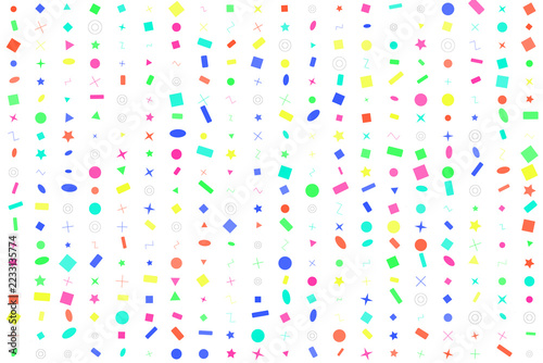 Bright and cheerful abstract background featuring a lively mix of colorful geometric shapes