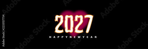 Happy new year 2027 greeting banner with stylish numbers and pink heart on for celebration party