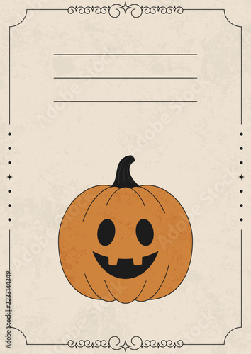 Minimalist Retro Halloween Poster with Cute Pumpkin