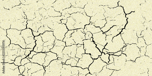 Cream and Black Cracked Earth Ground Vector Background, Drought Soil Texture Pattern, Dry Desert Landscape Design