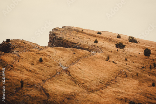 Fotografie Winding footpath across a golden grassy hillside in the Highlands