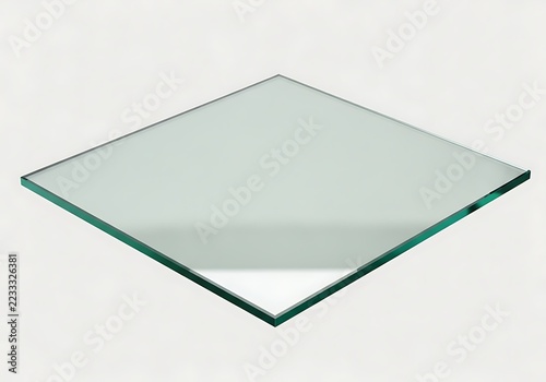Clear square glass sheet on plain surface