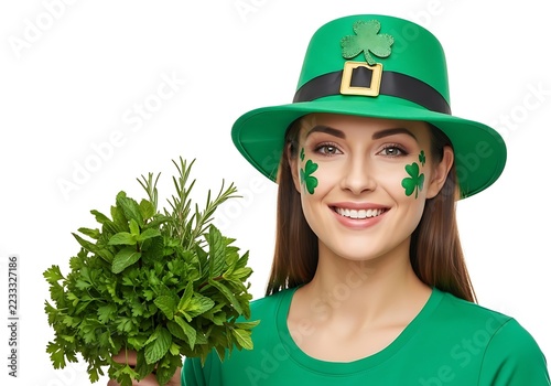 Smiling woman wearing st patrick's day hat