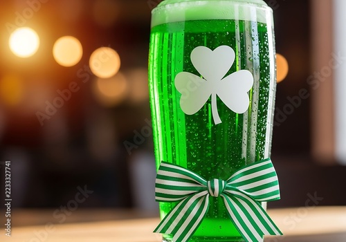 Green beer mug with shamrock and heart design
