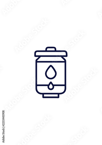 Aerosol spray can icon with drop symbol in line art