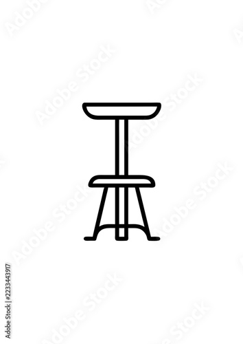 Minimalist black line art illustration of a tall bar stool
