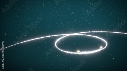 Glowing silver Christmas tree with particles on teal loop