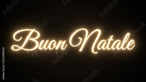 Buon Natale gold glitter text with sparkles, greeting loop