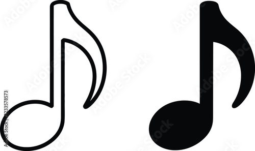 Musical Note Icon Set Line Art and Solid Glyph Melody Audio Vector Symbol