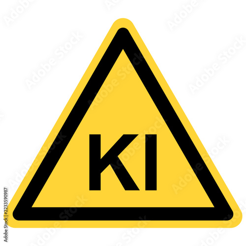 KI und Warnschild