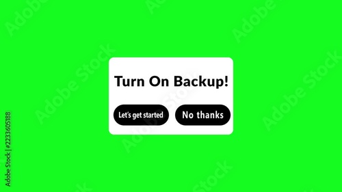 turn on backup animation in 4K ,turn on backup animation with 2 options let's get started or no thanks animation with Alpha Channel