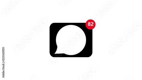 Counter increasing notification on app icon with white bubble isolated on black background.