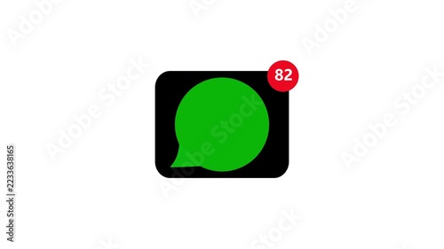 Messages notification icon counter increasing rapidly on screen in digital animation footage.