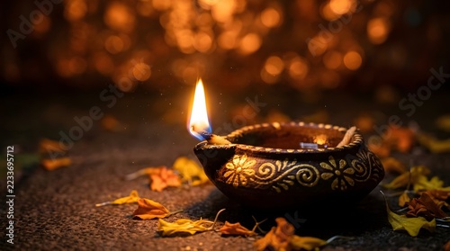 A radiant diya illuminates the spirit of diwali symbolizing light overcoming darkness and hope prevailing