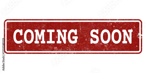 Obraz na plátně Coming Soon Stamp, Red Grunge Banner for Product Launch Announcements