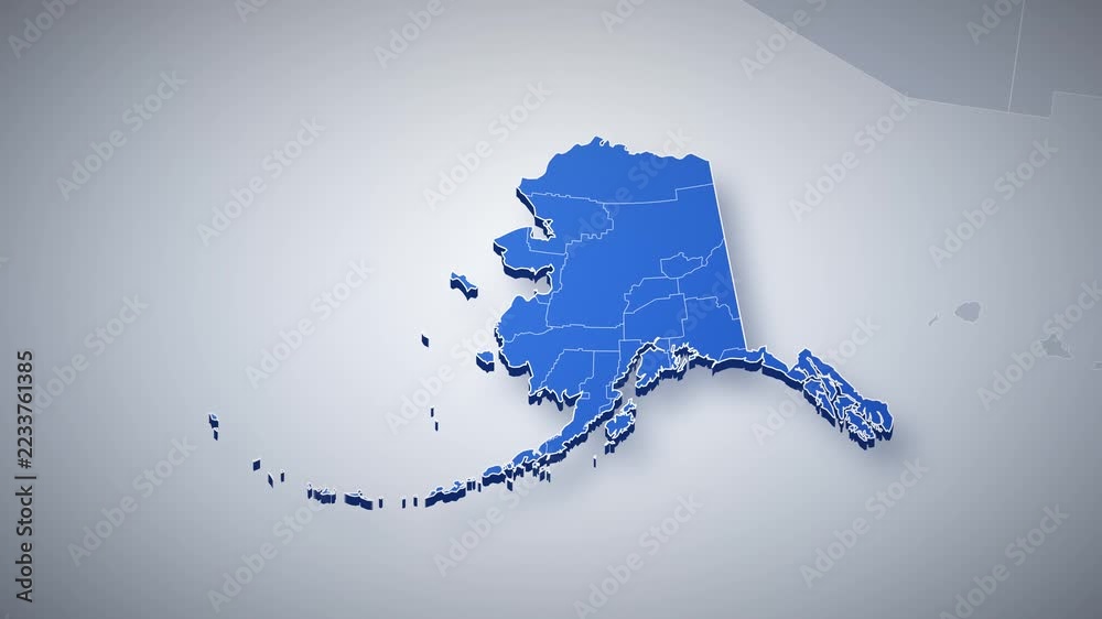 Alaska state map animation, camera zooms from USA map into 3D Alaska ...
