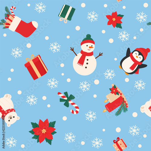 Christmas Winter Characters Seamless Pattern