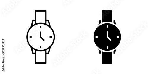  Wristwatch icon with stroke, filled and colored icon vector illustration for timekeeping, fashion accessories, personal style, daily routines, and lifestyle designs.