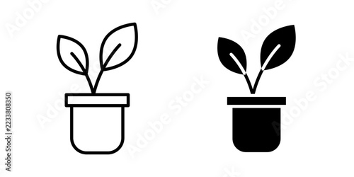Houseplant icon with stroke, filled and colored icon vector illustration for indoor gardening, home decor, plant care, interior design, and nature-inspired projects.