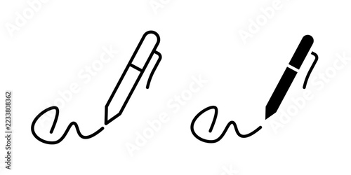  Signature icon with stroke, filled and colored icon vector illustration for digital signatures, document approval, identity verification, contracts, and business communication.