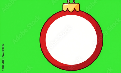 shot large colorful christmas bauble blank white center suspended bright green chroma key screen
