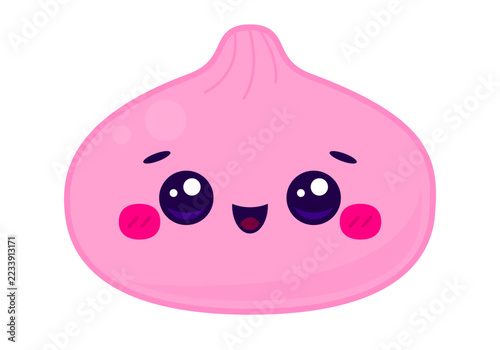 Kawaii squishy dumpling antistress toy. Cute squishy toy with a smiling face. Squishy sensory toy