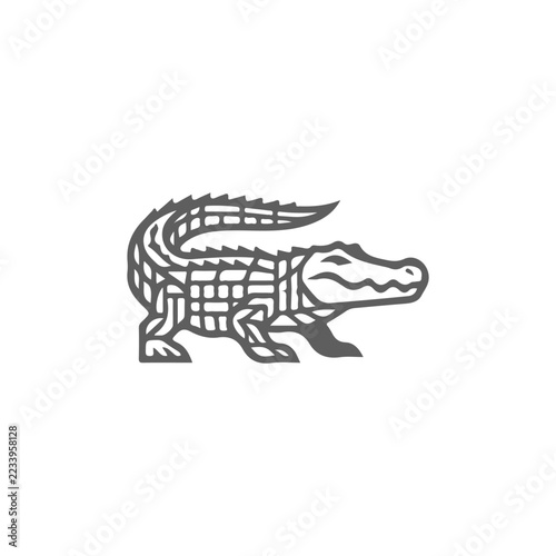 Geometric Crocodile Side View Logo with Patterned Scales