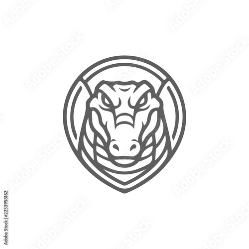 ierce Crocodile Head Shield Mascot Logo with Circular Border