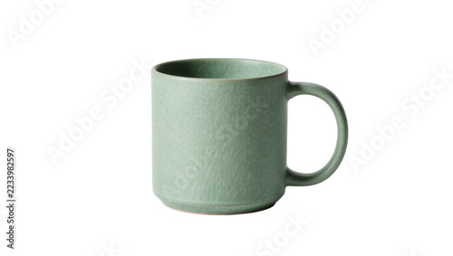 Obraz na plátně Isolated elegant empty light green ceramic coffee mug with handle, textured matte finish