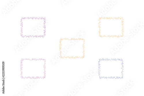 Colorful Frames with Furry Borders on White Background for Creative Design Photo Layouts Kids Projects Decorative Templates Invitations Scrapbooking and Playful Graphic Art