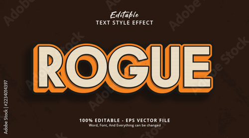 Rogue editable adventure comic text effect template for game title and fantasy badge vector illustration