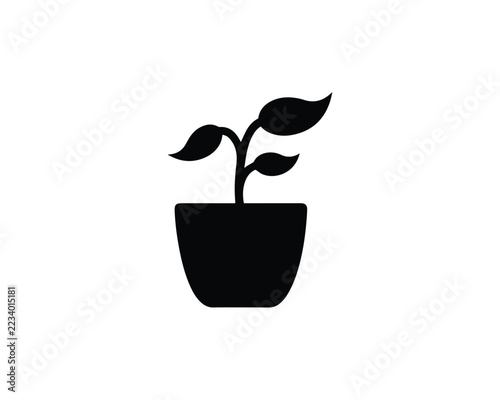 Plant Pot icon silhouette vector design art illustration.