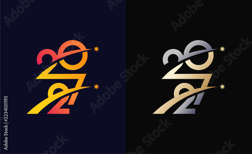 Rising 2027 New Year Typography Design. Minimal Modern Celebration, Greeting card And Invitation Concept Background. Template Design Post New Year 2027.