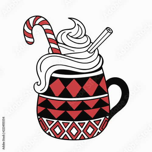 Cozy Christmas Hot Cocoa Mug Winter T-Shirt Design Vector