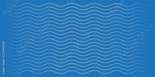 Blue Background with Soft Wavy Silver Lines Seamless Pattern