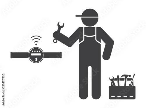Professional Plumber Mechanic Fix Smart Water Meter icon