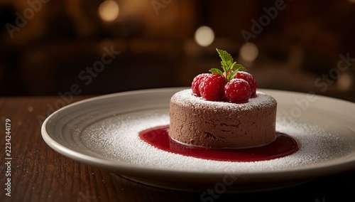 Delicious Strawberry Cheesecake Dessert with Fresh Raspberries, White Chocolate Cream, and Sweet Red Berries in an Elegant Pastry Presentation
