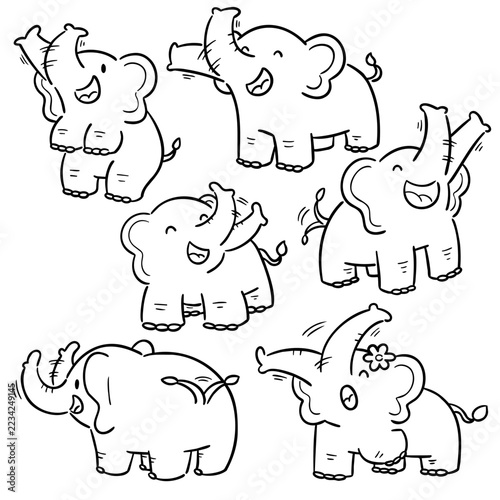 Cute elephant character waving goodbye  hand drawn doodle style vector illustration