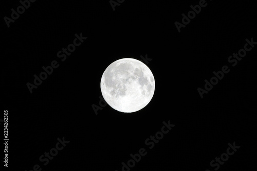 Close-up of beautiful full moon with black sky background at Swiss city of Zürich on an autumn night. Photo taken October 26th, Zurich, Switzerland.
