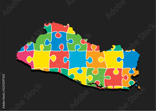 Creative map El Salvador from color puzzle, jigsaw