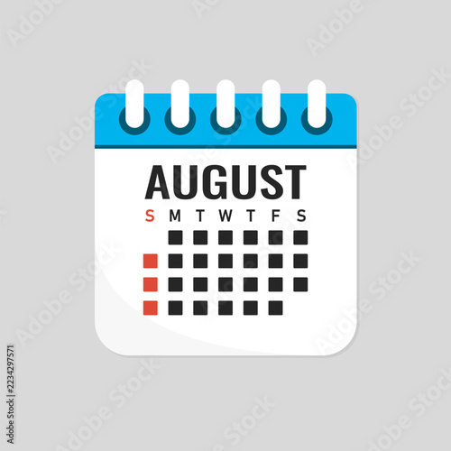 Detailed icon icon page calendar - August month