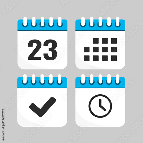 Icon page calendar - day 23, agenda, check, timer