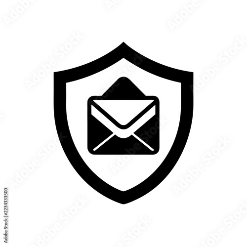 Secure email icon black silhouette on white background