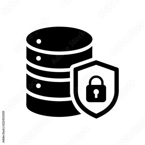 Database security icon a black silhouette on a white background