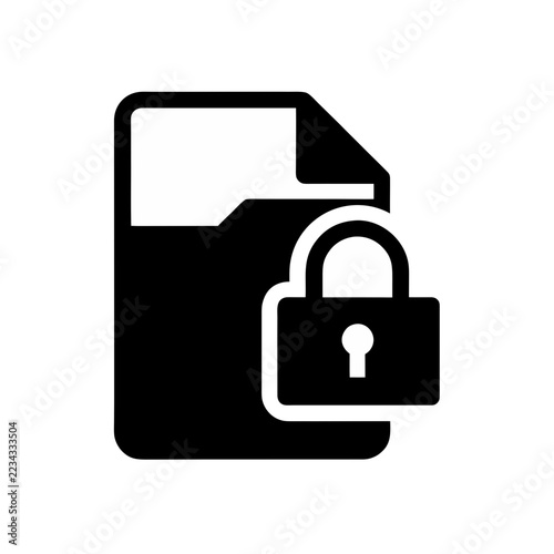 Secure file icon black silhouette on a white background