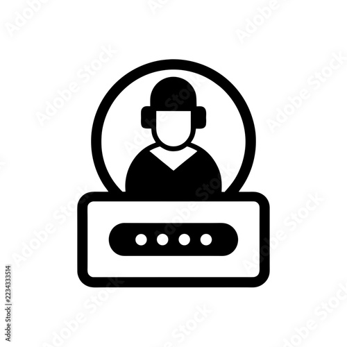 Secure login icon black silhouette on white background depicts user authentication